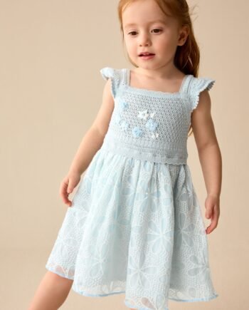Light Blue Occasion Knit Dress (3mths-10yrs)