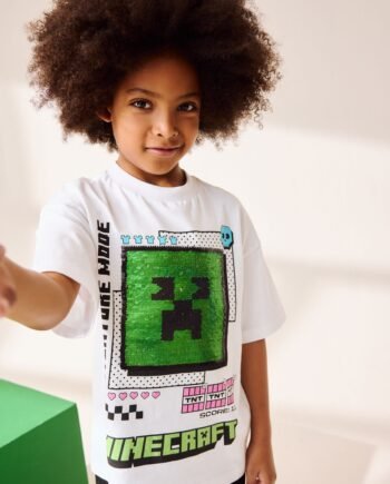 White Bold Licensed Minecraft T-Shirt (3-16yrs)