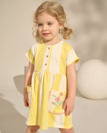 Yellow Stripe Short Sleeve Jersey Summer Dress (3mths-7yrs)
