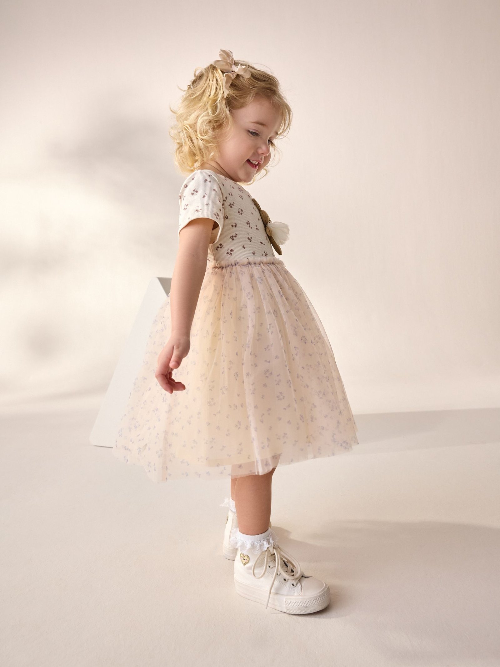 Ecru Bunny Character Mesh Party Dress (3mths-7yrs)