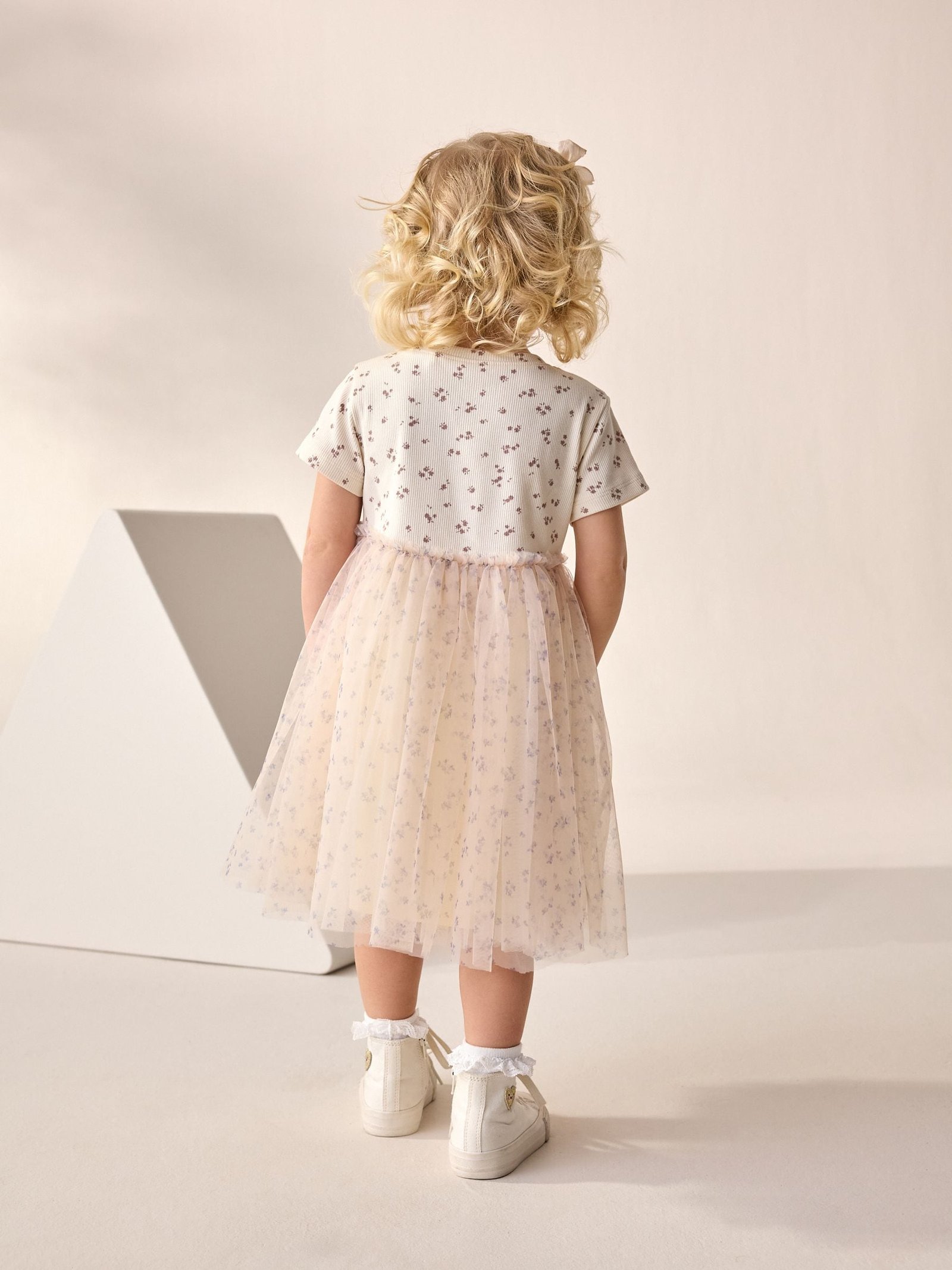 Ecru Bunny Character Mesh Party Dress (3mths-7yrs)