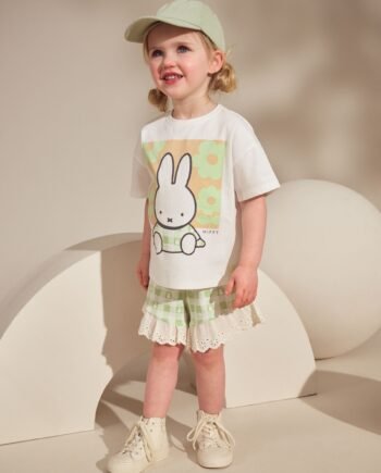 Green Gingham Miffy Short Sleeve 100% Cotton T-Shirt and Shorts Set (3mths-7yrs)
