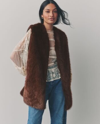 Chocolate Brown Longline Faux Fur Gilet