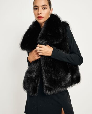 Black Faux Fur Gilet