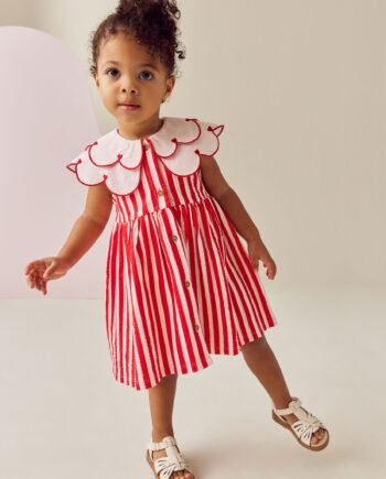 Heart Red Sleeveless Collar Summer Dress (3mths-7yrs)